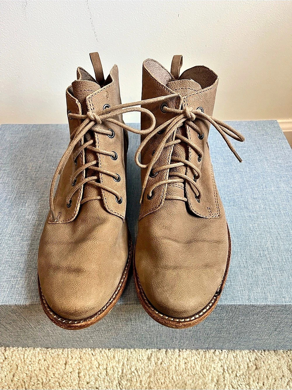 Sam Edelman lace up ankle boots tan